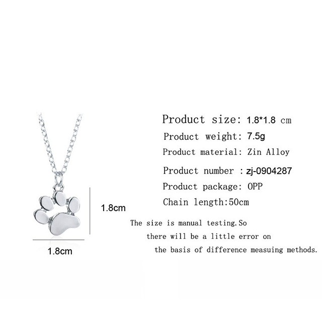 Fashion Fashion Creative Cute Animal Metal Dog Paw Footprint Necklace Accessories