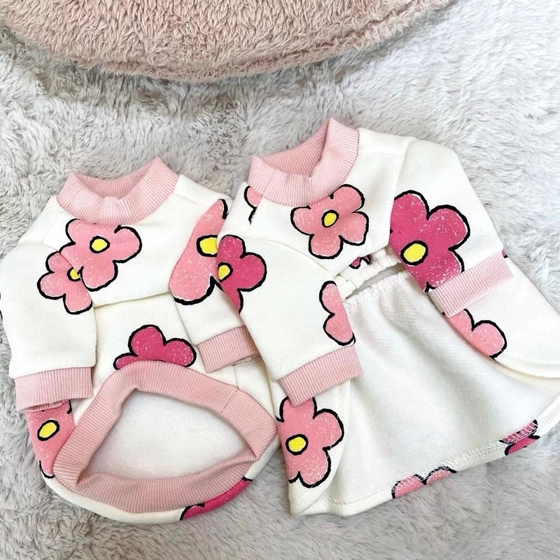 Pink Flower Top &amp; Dress for Cat Dog Baju Anjing Kucing Lucu