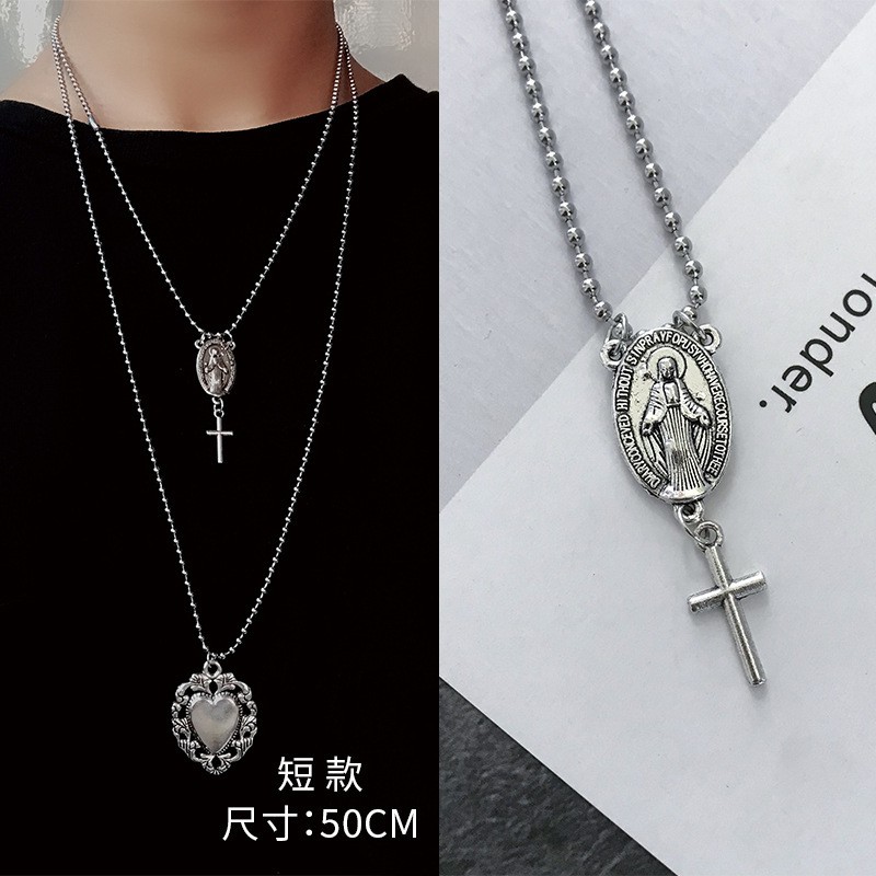 Kalung Liontin Rantai HipHop 02 Korea Fashion Women Necklace Alloy Cewek Hip Hop Stainless Steel