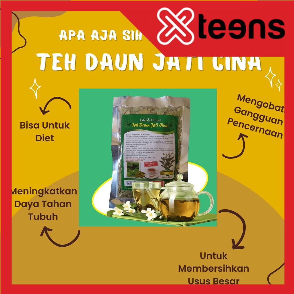 Teh Diet alami Daun Jati Cina Original 100% Herbal Teh Pelangsing Penurun Berat Badan