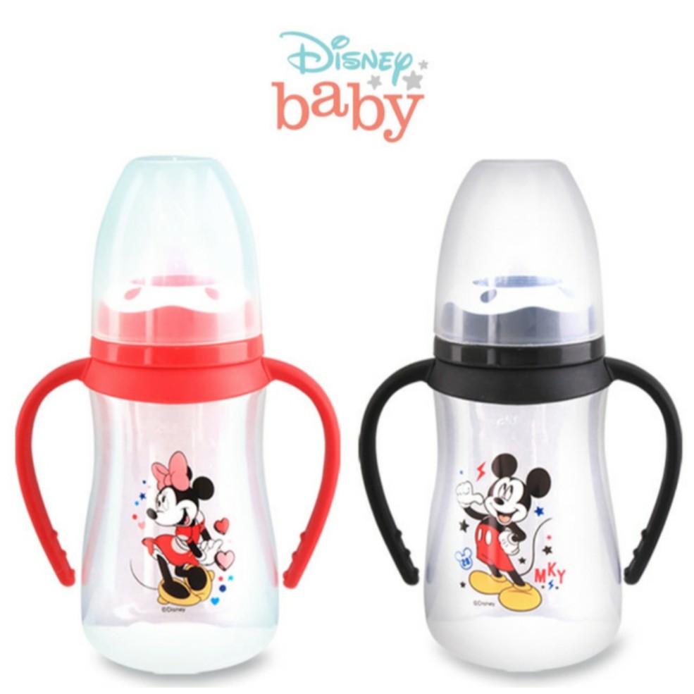 Disney Baby Botol Susu Reguler Round Bottle With Handle / Lusty Bunny Botol Susu Handle Slim neck Reguler Size 125ml Mickey Minnie Botol Susu