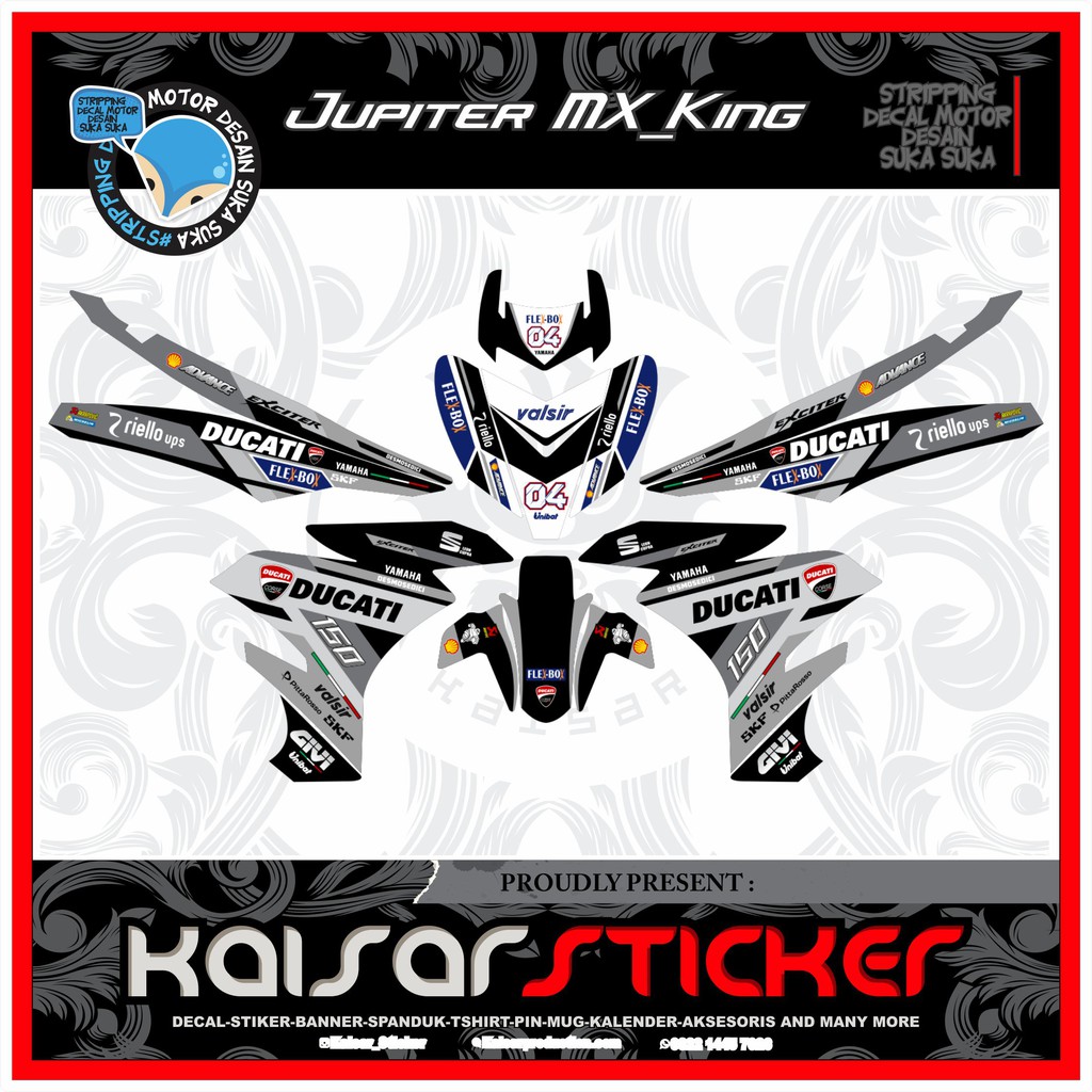 Decal Sticker Motor full body Stiker Yamaha Jupiter Mx King 150 Design Ducati