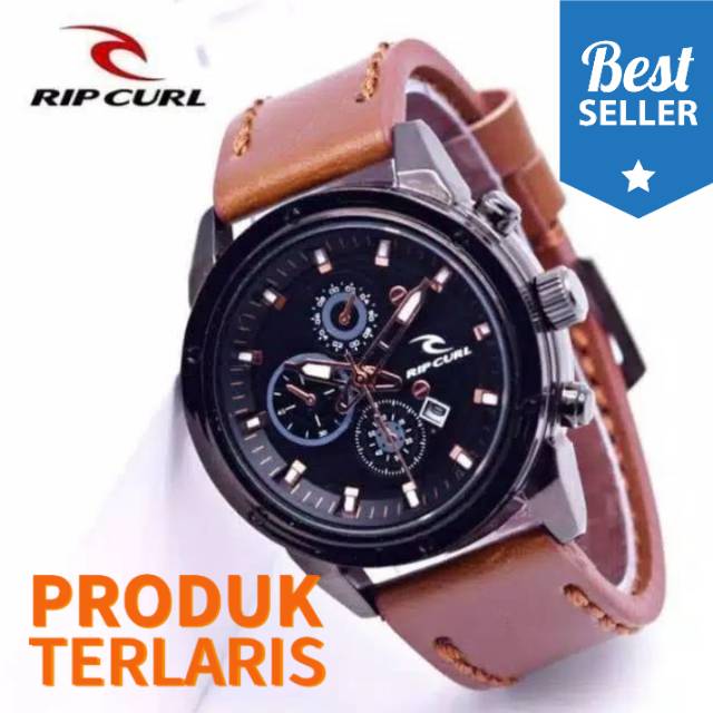 JAM TANGAN PRIA RIPCURL CRONO VARIASI TANGGAL TALI KULIT JAM TANGAN ELEGANT JAM TANGAN PRIA ANTI AIR