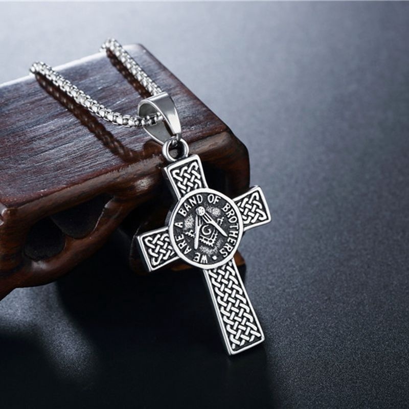 New men's fashion Masonic Cross Pendant Necklace punk jewelry