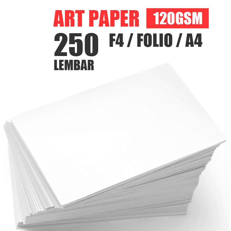 

AP120 - 250 Lembar Kertas Art Paper 120 Gram / GSM Artpaper F4 Folio A4 Brosur Kalender Flyer Poster Majalah