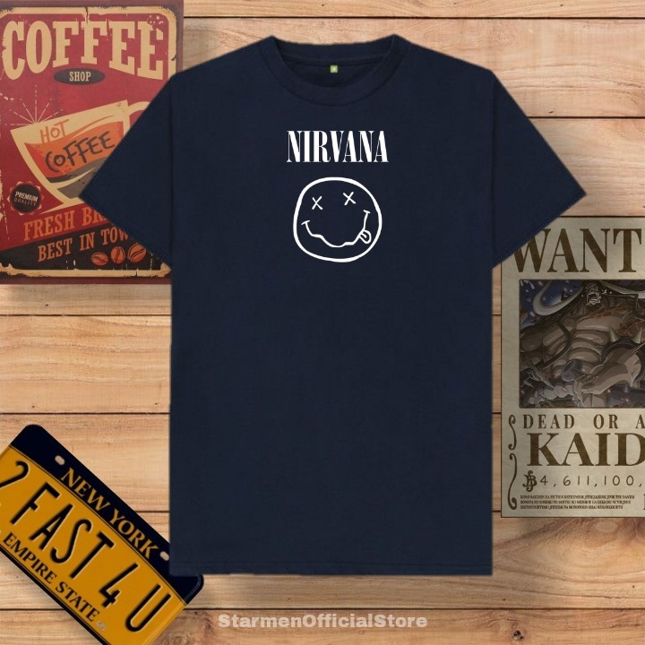 Kaos Distro Unisex NIRVANA Katun Combed 30s / sablon polyflex /polyflex premium / Pakaian Pria Wanita Atasan Cowok Cewek /kaos kekinian / kaos viral / tshirt tumbrl tee basic /SIZE M , L , XL , XXL / kaus oblong oversize kaos murah best seller ready