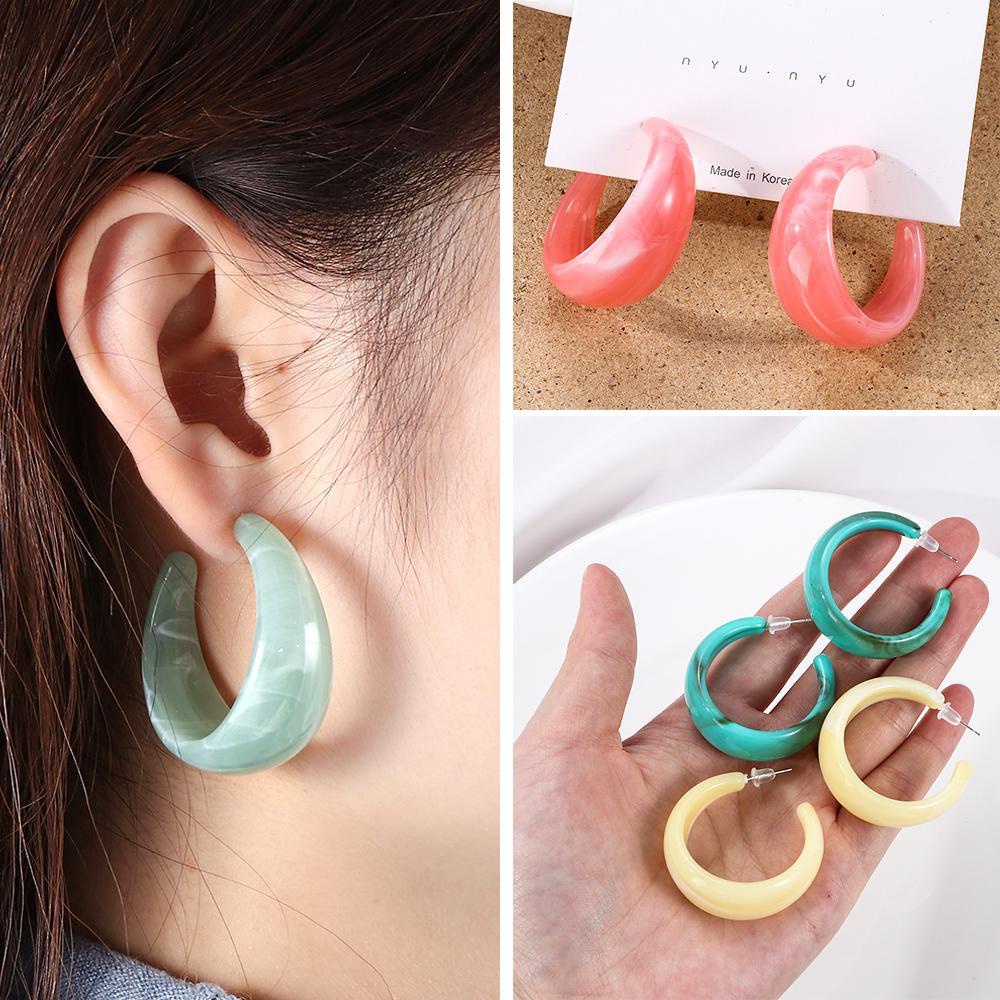 R-flower Acrylic Colorful Earrings Statement Hadiah Untuk Wanita Hoop Menjuntai Earrings Asam Asetat