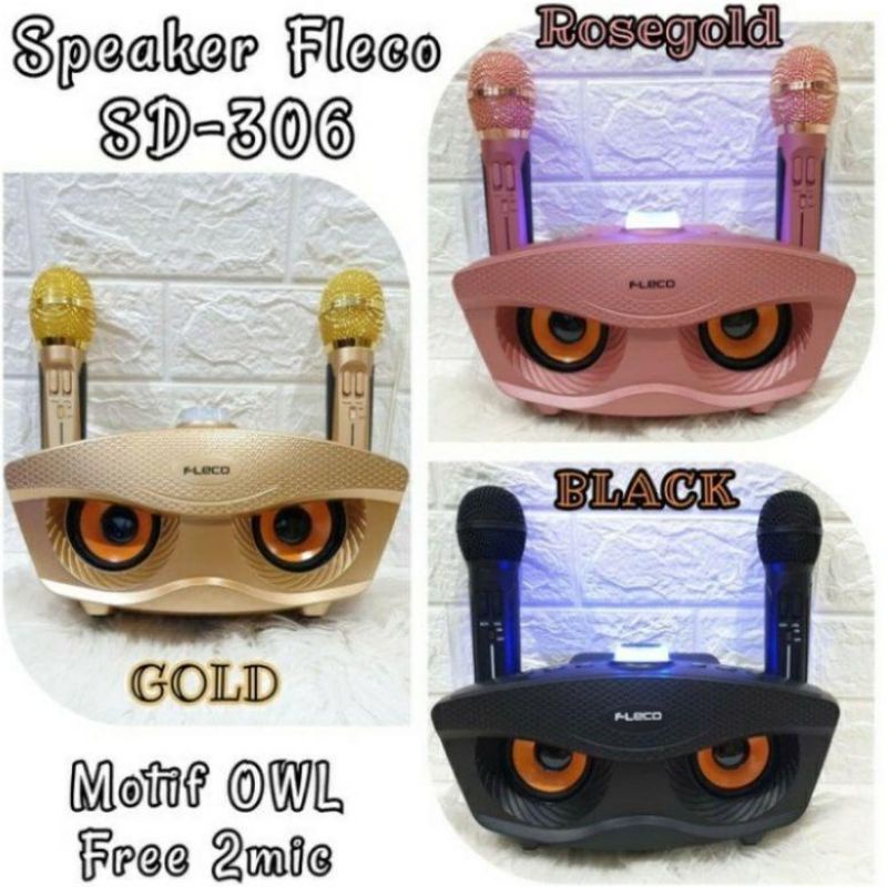 Speaker Fleco FL-306/Speaker Karaoke Keluarga 2 Mic Wireless Original