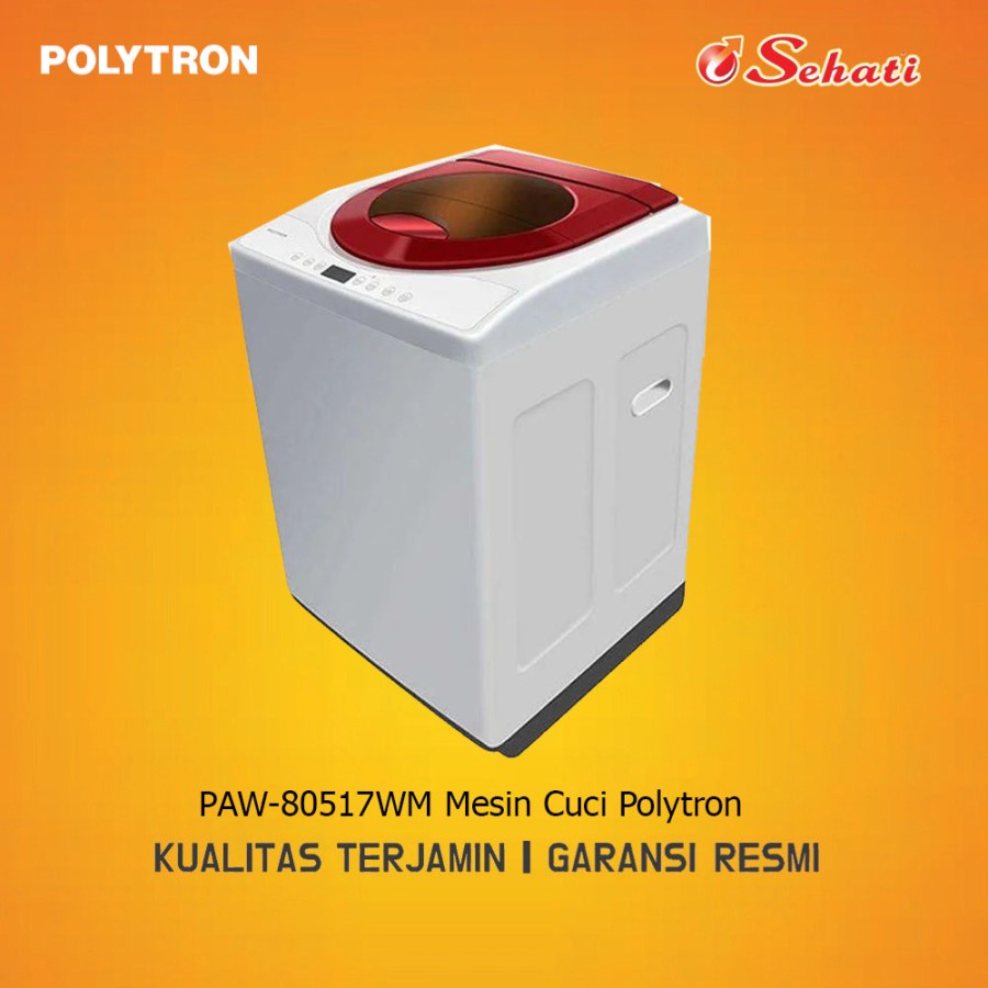 POLYTRON PAW-80517WM Mesin Cuci Polytron  Mesin Cuci 1 Tabung Zeromatic series Hijab [8 KG]