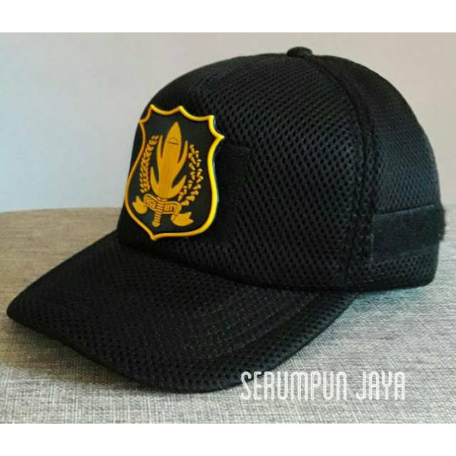 TOPI SECURITY LOGO KUNING - TOPI SECURITY LOGO KUNING BESAR JARING DOBEL MESH VELCRO + PATCH