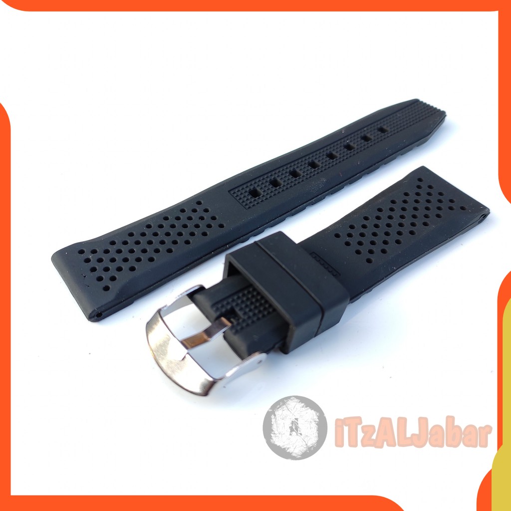 Tali jam tangan Karet rubber Embos strap 20mm 22mm 24mm kualitas bagus