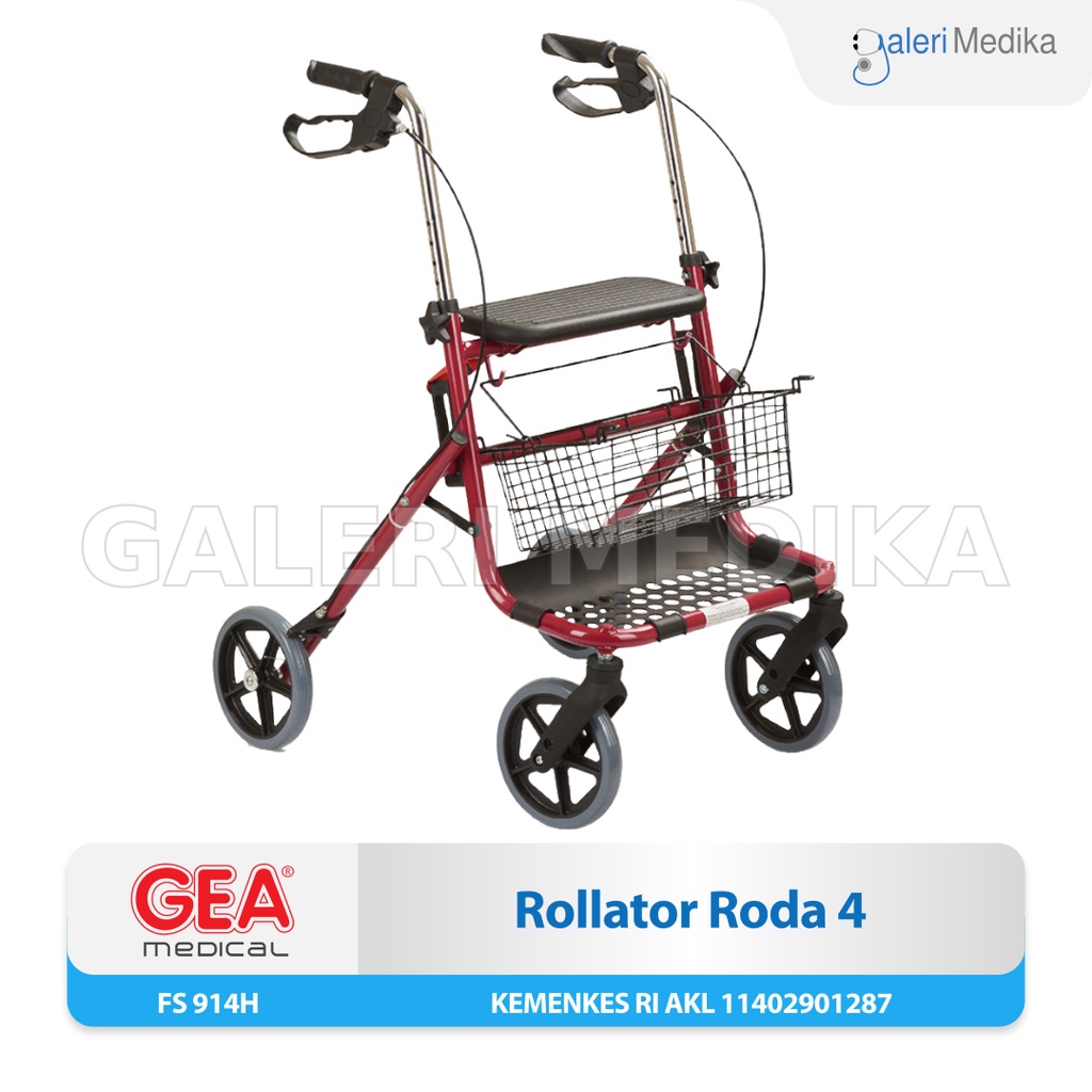 (KHUSUS GOJEK) Walker Rollator Alat Bantu Jalan GEA FS914H / FS 914 H / FS-914H - Alat Belajar Jalan