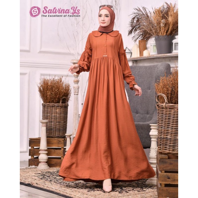 Gamis salvina kerah kringkel list dada