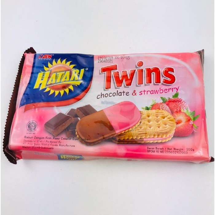 Biscuit Hatari Twins / Biskuit Krim Renyah / Biskuit Rasa Chocolate &amp; Strawberry / 190gr
