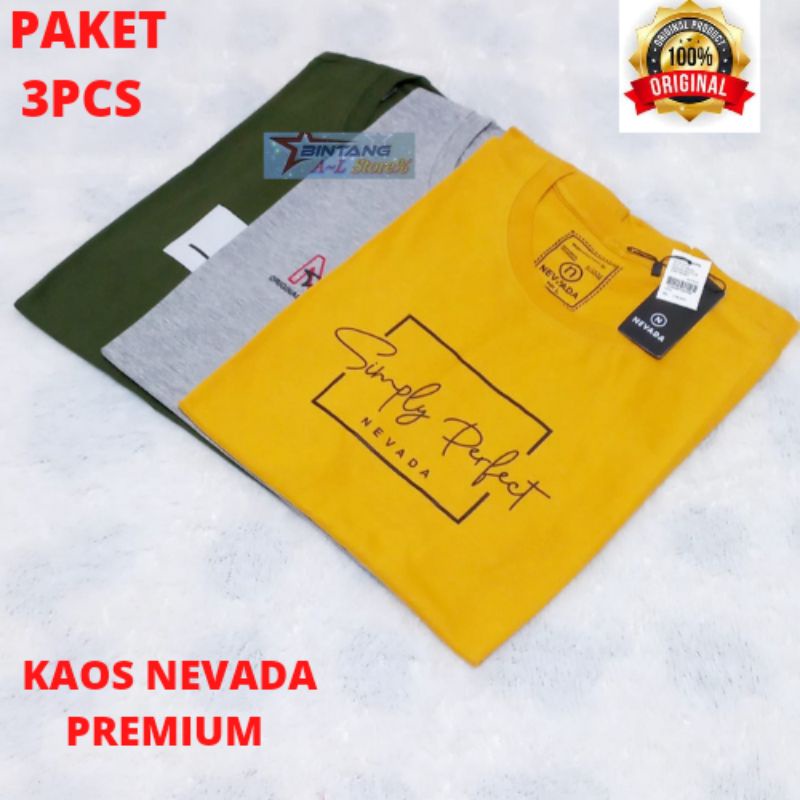 Kaos Nevada 3pcs 100k / kaos oblong pria wanita MOTIF Random acak / kaos casual pria dan wanita / kaos pria distro / kaos Nevada pria distro original