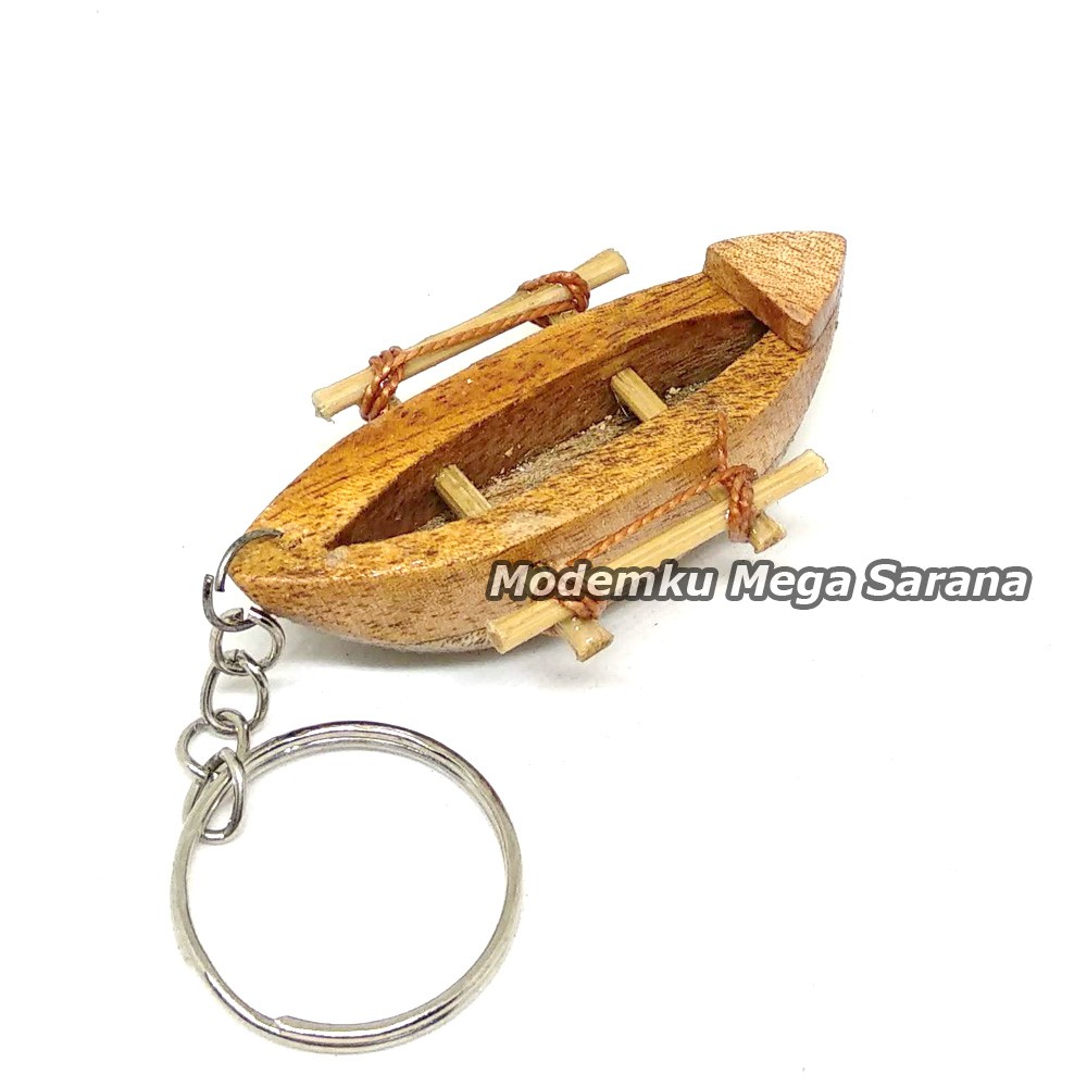 Souvenir Gantungan Kunci Perahu Prau Nelayan Kayu - Isi 10pcs