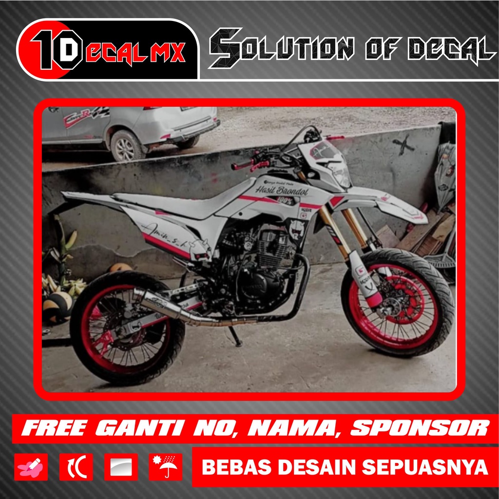 Decal CRF 150 L Simple Merah Putih Full Body, Decal Sticker Crf 150L, KLX BF, KLX G, D-TRACKER NEW, 
