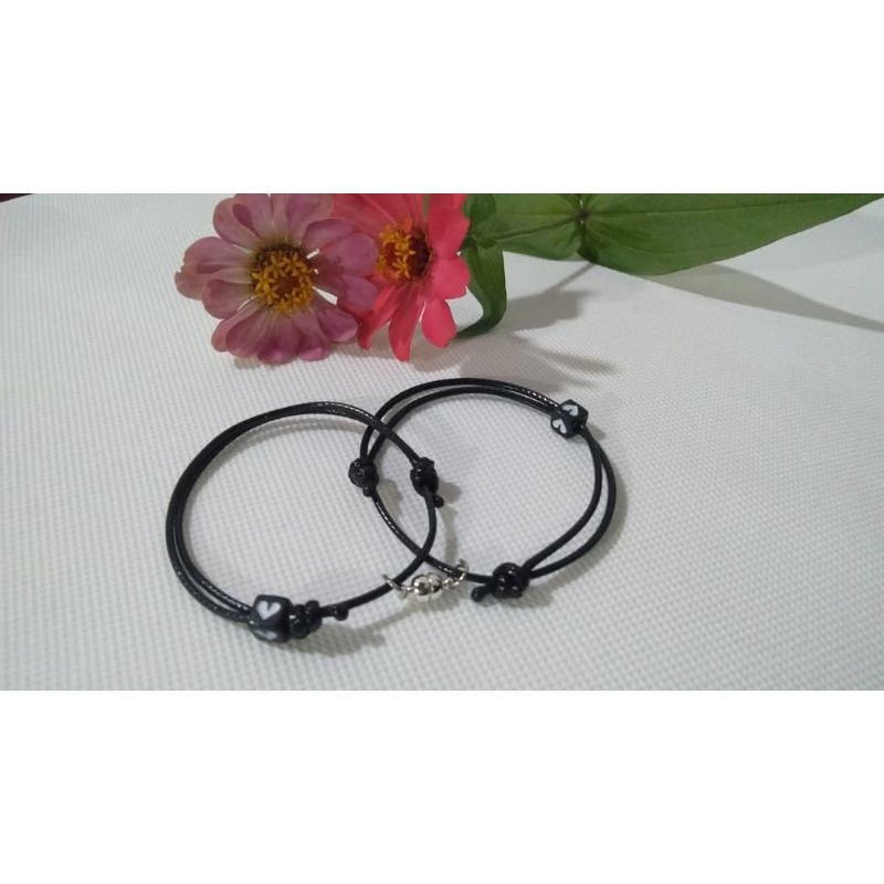 (COD) GELANG COUPLE MAGNET MINI LOVE//GELANG INISIAL