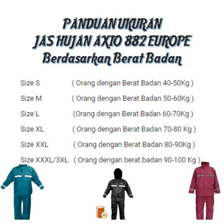 Jas Hujan Dewasa Setelan Jaket Celana AXIO 822 Original