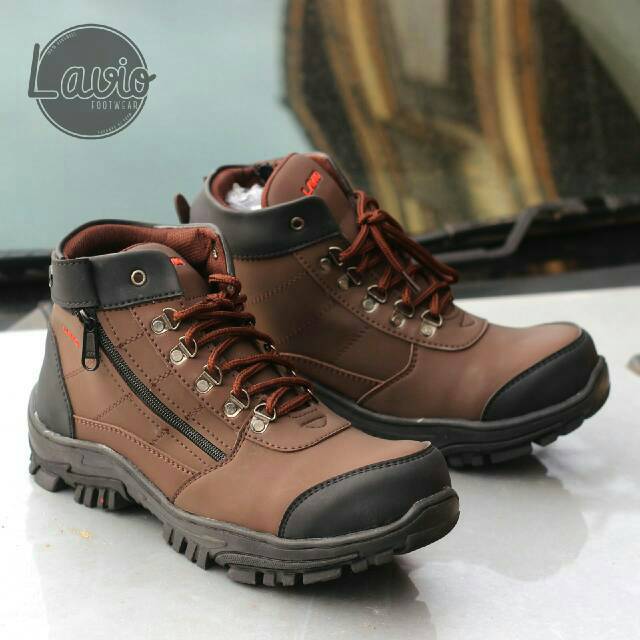 Sepatu Boots Pria Original Safety Lavio Kombin Ziper Model Terbaru