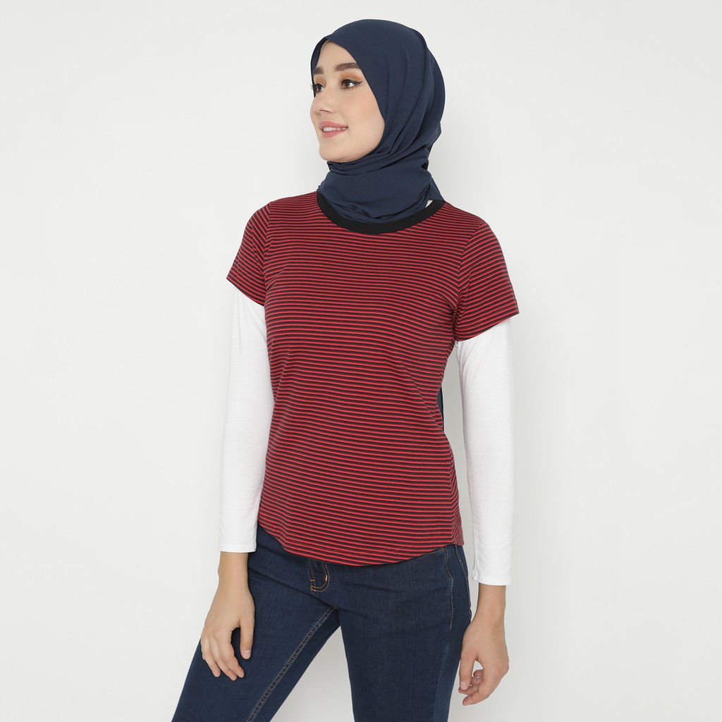 

MATSUDA - MARIGOLD Comfort Short Sleeve Stripe Tshirt Warna Red; Yellow