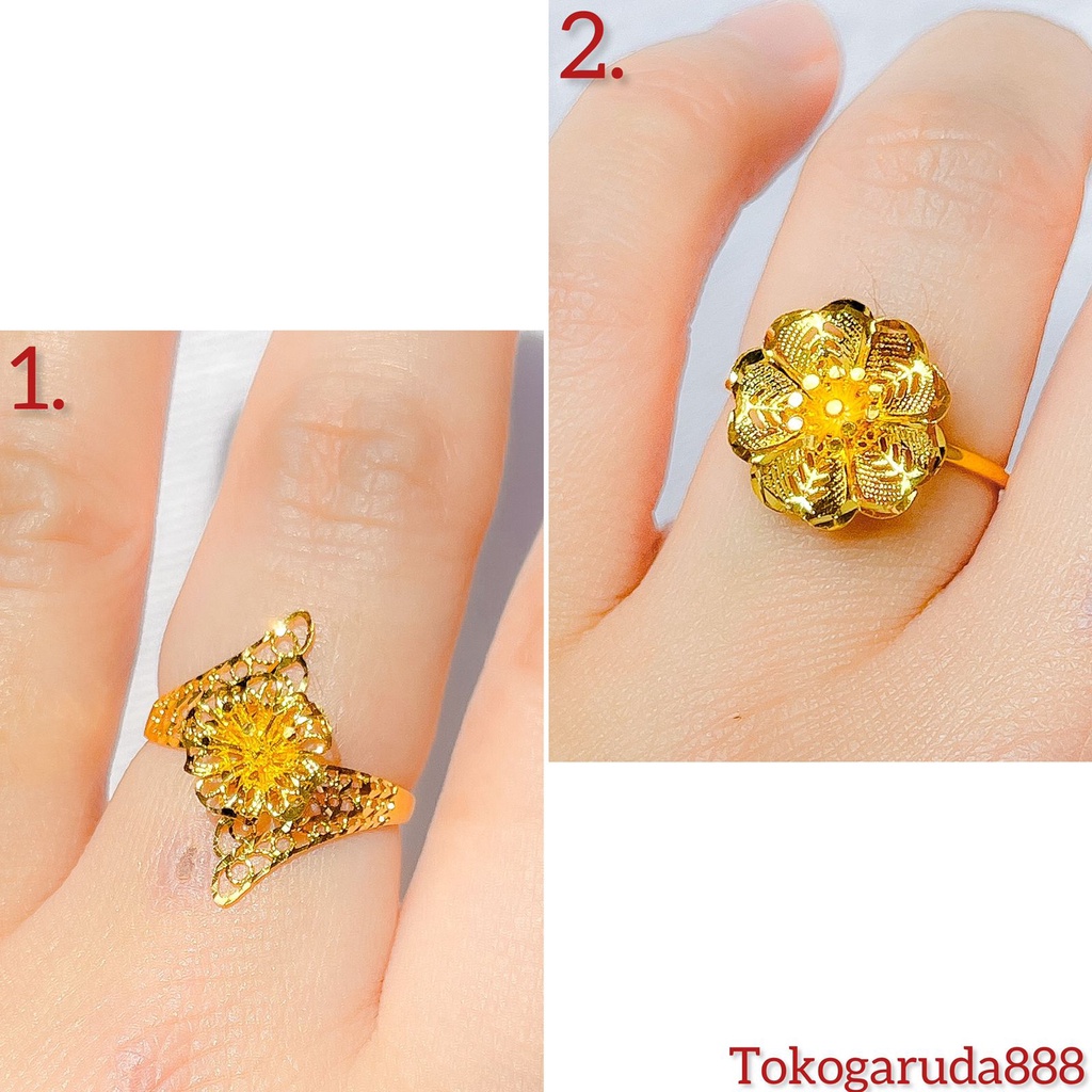 Cincin anak dan dewasa emas asli kadar 700 70% 16k kerawang model Z bunga like kendari 3D 1 2 gram gr g selisih terbaru