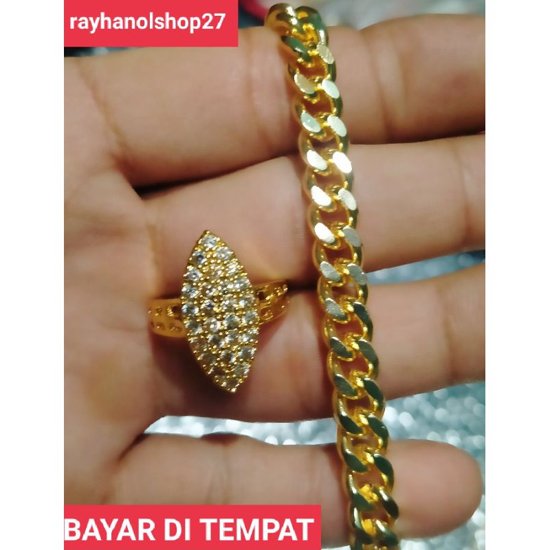 GELANG TANGAN RANTAI XUPING FREE CINCIN DUBAY FULL PERMATA MEWAH LAPIS EMAS 22 K