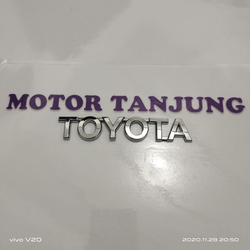 EMBLEM TULISAN TOYOTA chrom original 16cm X 2.5cm