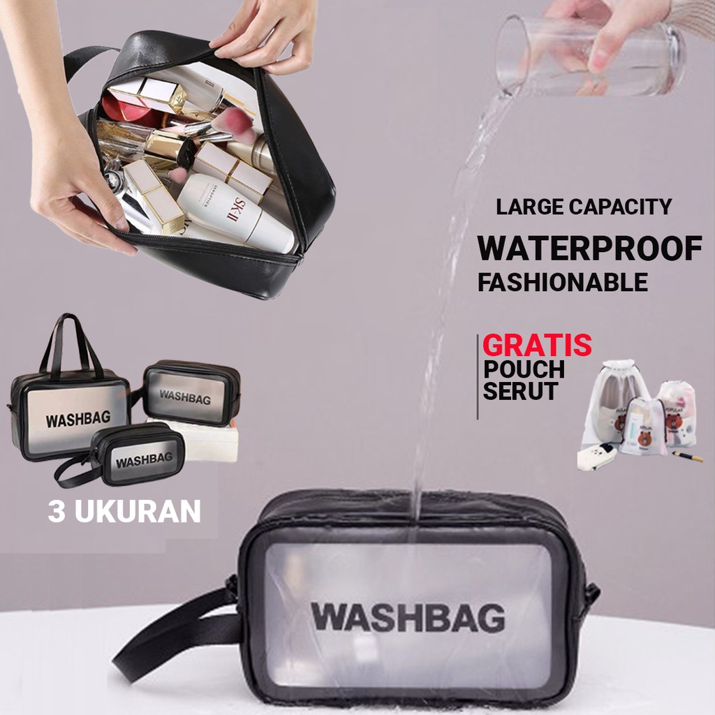 Dompet Kosmetik Transparan Washbag Toiletry Waterproof pouch Makeup Transparant Travel