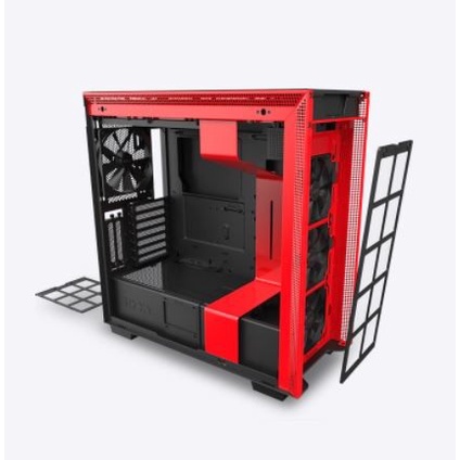 [tanpa palet kayu] Casing NZXT H710i RGB Matte Black Red Tempered Glass Mid Tower PC Case