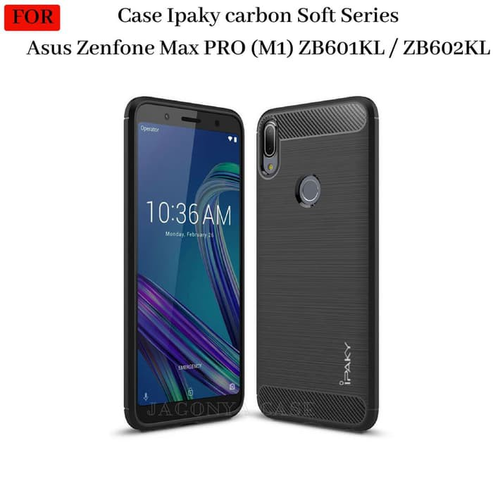 Asus Zenfone Max PRO M1 Case Ipaky Carbon Fiber Soft Series - Hitam