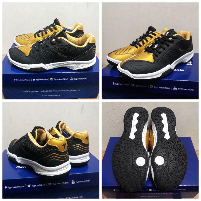Sepatu Badminton Flypower Kalasan 04 Neo Black//Gold