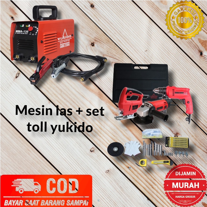 PAKET MESIN LAS 450W +GERINDA 4'+BOR 10MM+JIG SAW YUKIDO+TOOL SET