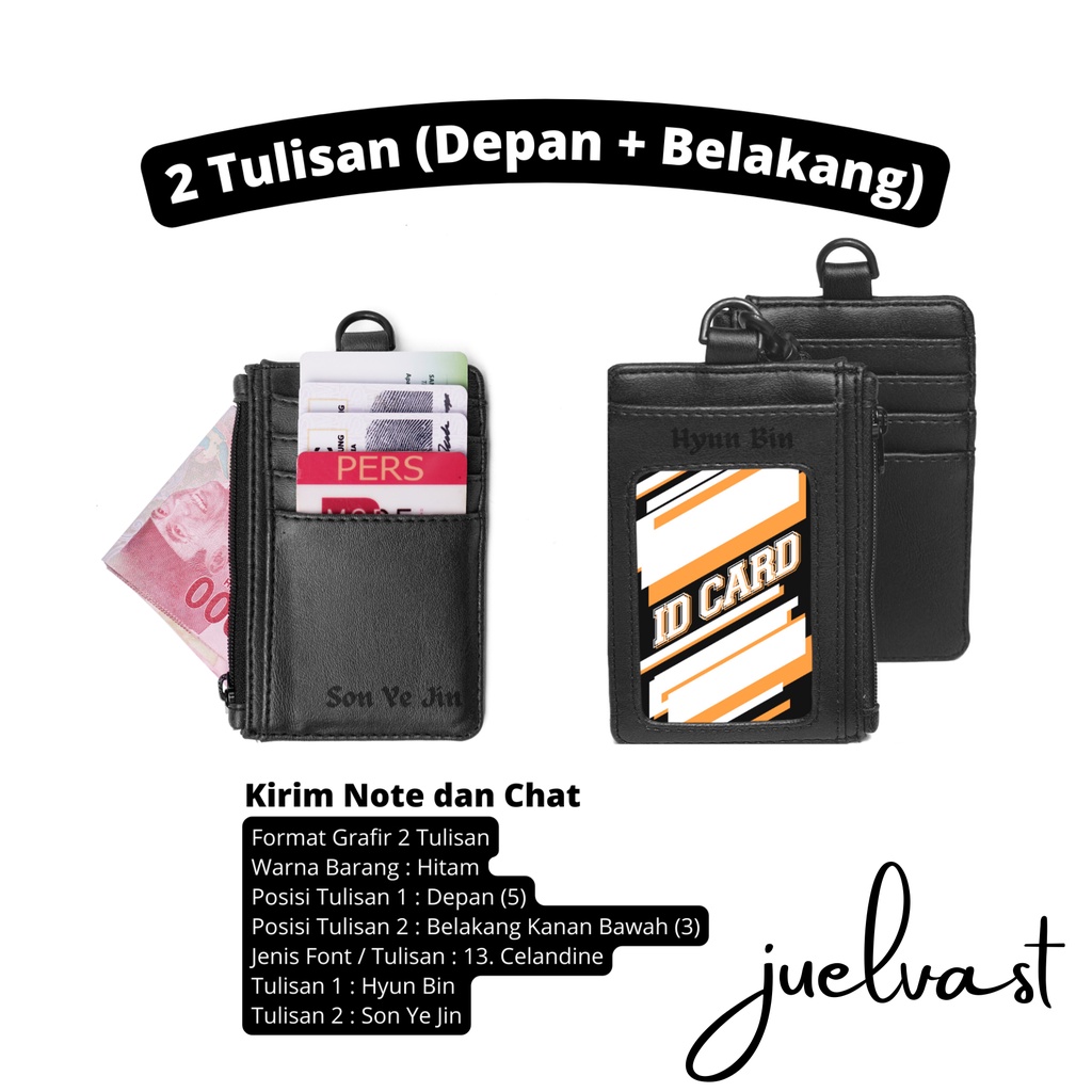 Name Tag Holder Custom Grafir / ID Card Holder / Custom Grafir Tulisan Logo Depan Belakang