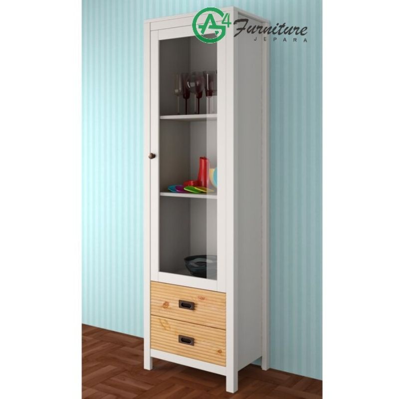 Lemari Hias Kayu Minimalis Noji - Kayu Mahoni