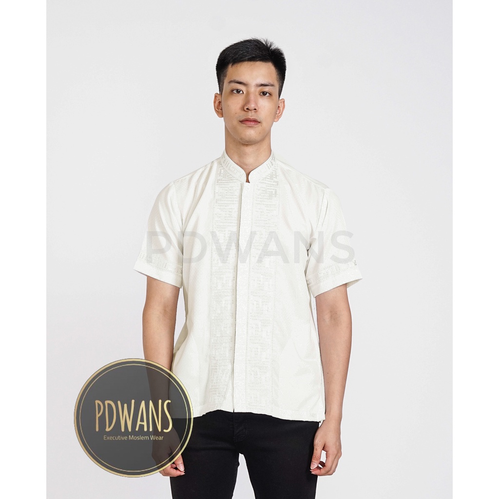 Baju Koko Lengan Pendek Putih Bordir Senada PDWANS - RD16