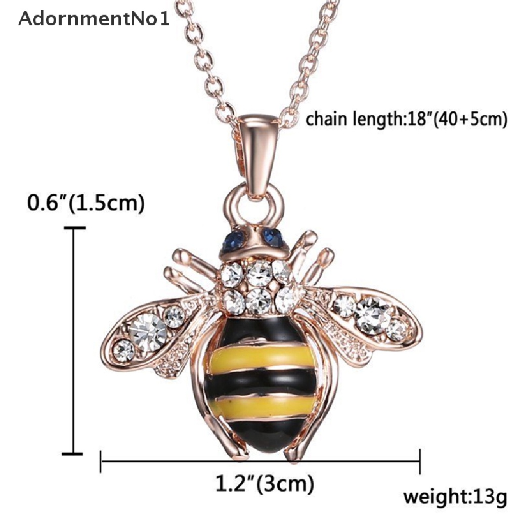 (AdornmentNo1) Kalung Rantai Dengan Liontin Lebah Bumblebee Hias Kristal Untuk Wanita