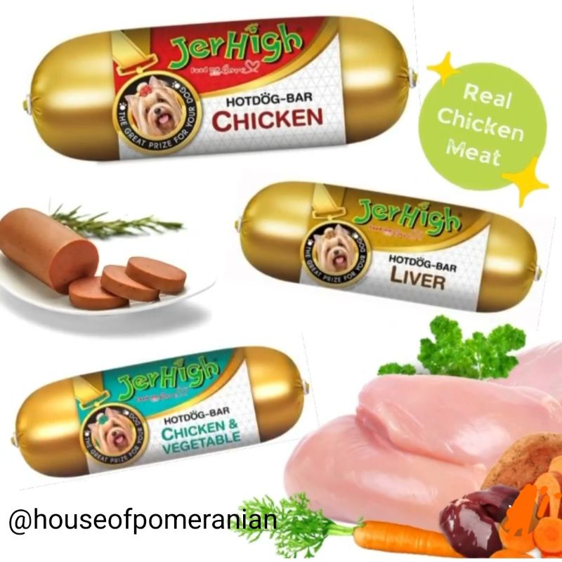 JERHIGH SAUSAGE hot dog bar 150gr sosis anjing chicken liver vegetable dog snack treat makanan cemilan