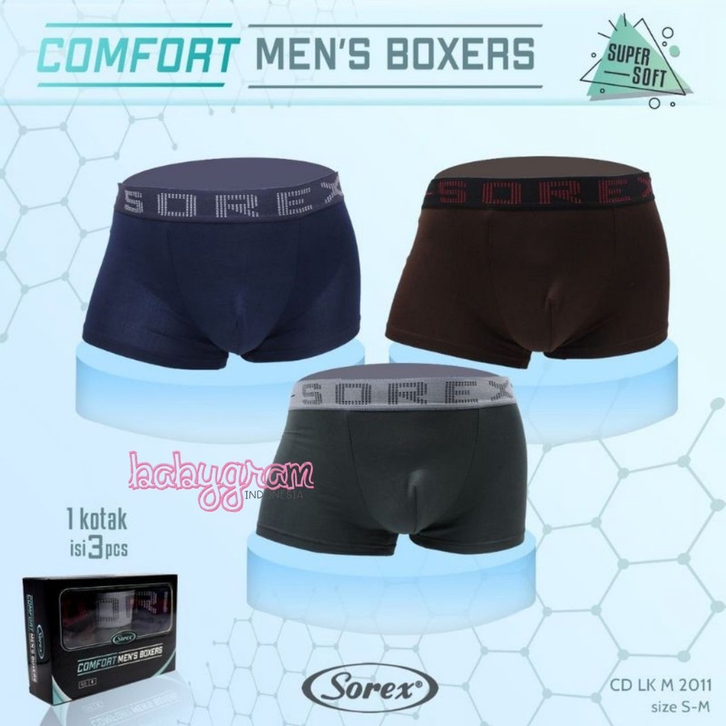 SOREX BOXER Celana Dalam Pria Laki Super Soft CD short 2011 supersoft Men Brief Man S M L XL