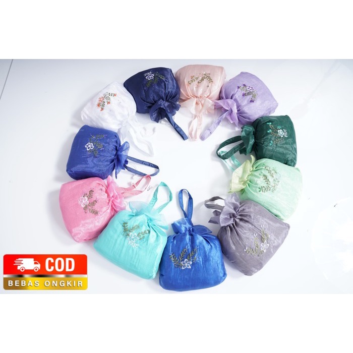 Mukena Dewasa Parasut Jumbo Ponco Bordir Adem Lembut Bonus Tas Cantik - Putih