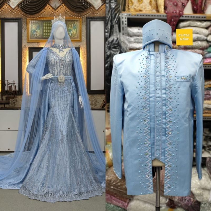 CAUPLE TERLARIS GAUN DRESS JUBAH BEREKOR |BAJU PENGANTIN TERBARU|KEBAYA DRESS COUPLE|GAUN  MUSLIMAH