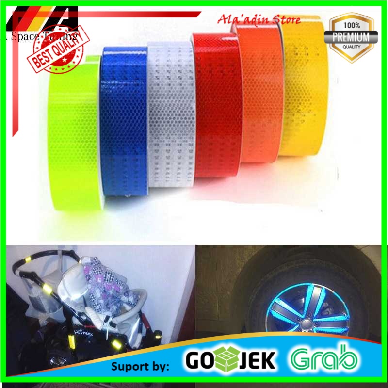 Cuci Gudang TaffPACK Nano Car Reflective Sticker Warning Strip Tape Color 5x100cm