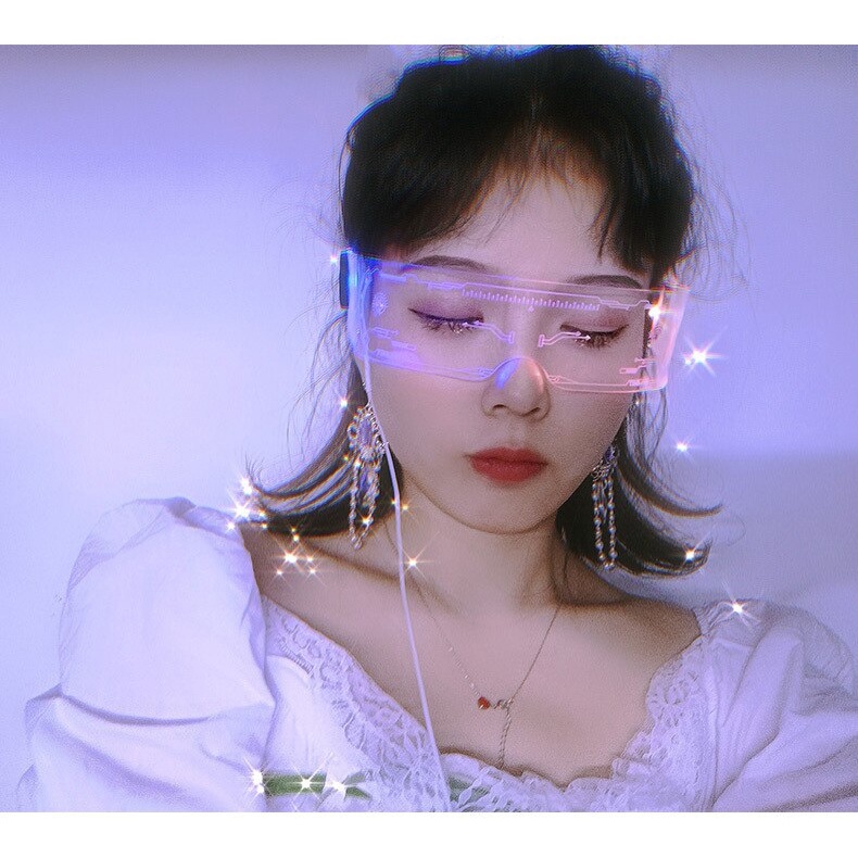 LED Light-Emitting Kacamata Trendi Masa Depan Teknologi Disco