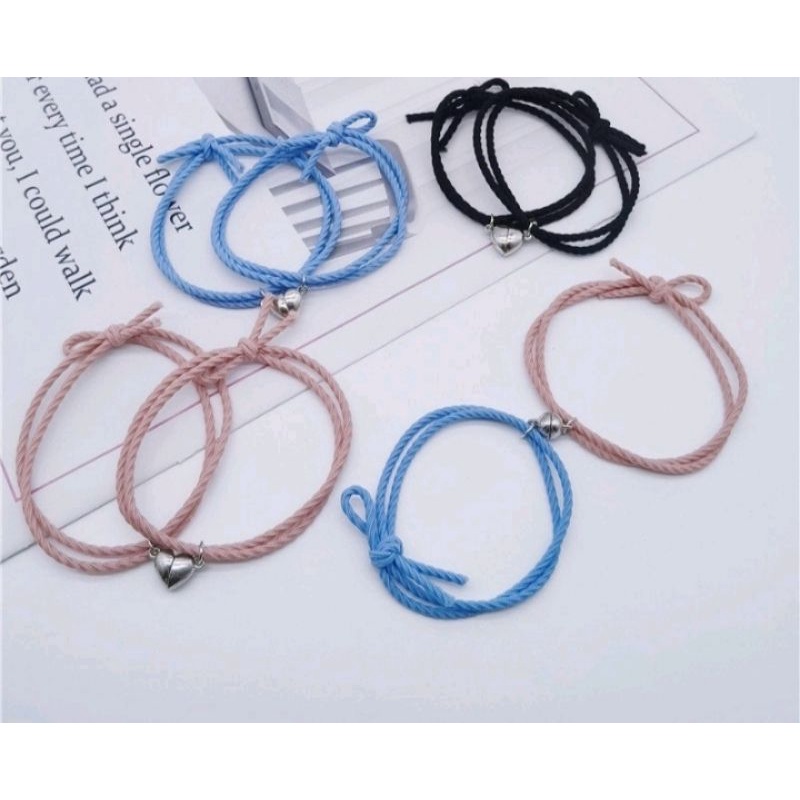 2 Pcs Gelang Couple Magnet Attract Each Other Gelang Elastis Pasangan Pria