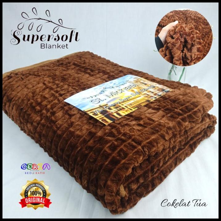 Selimut Tebal Jumbo Bulu Lembut Supersoft St.Michael 200X220 Coklattua
