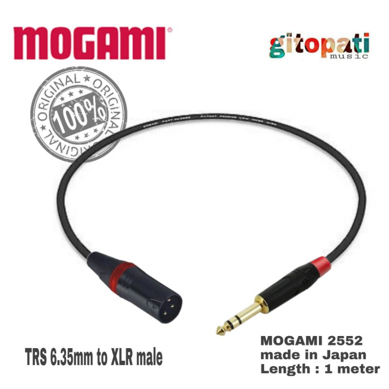 MOGAMI 2552 TRS 6.35mm to XLR male 1 meter