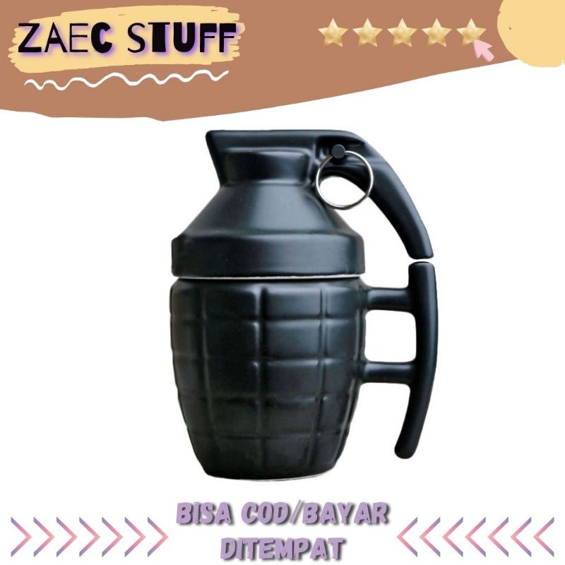 Gelas Mug Model Granat Tangan 280ml - Hitam
