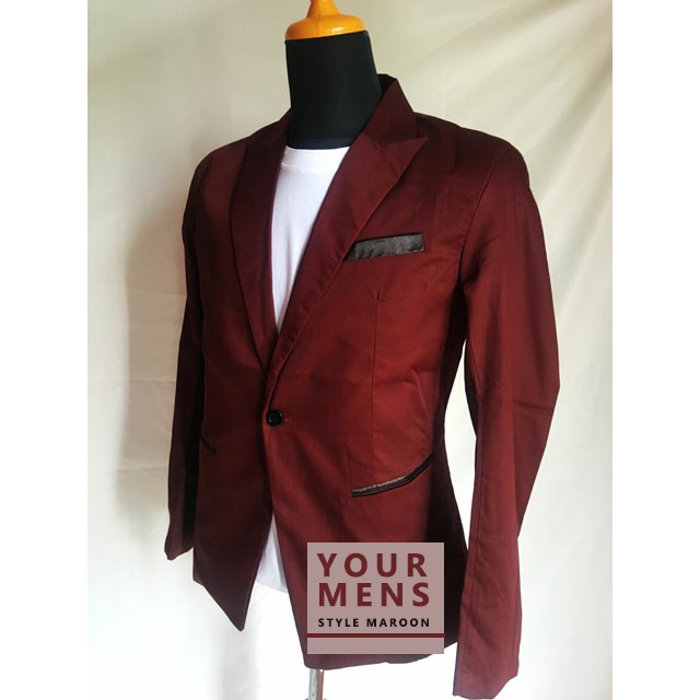 JAS PRIA CASUAL STYLE MAROON SLIMFIT BODYFIT HIGH QUALITY KEREN BERKUALITAS BAHAN PUTRA MILL