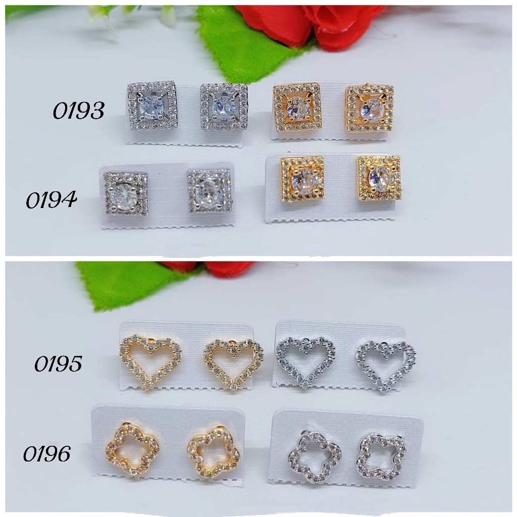 Anting tusuk permata lapis ema perhiasan fashion 0193-0196