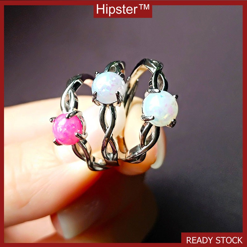 New Hot Sale Fashion Hollowed-out round Colored Gems Adjustable Ring